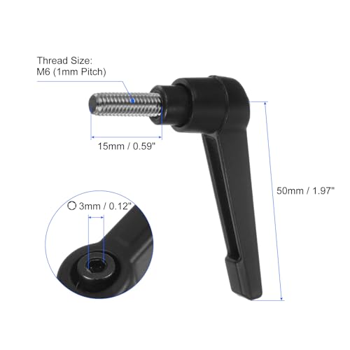 uxcell 4pcs Clamping Lever Handles, M6 x 15mm 304 Stainless Steel Threaded Male Stud, Adjustable Handles Locking Quick Release Ratchet Push Button Bolt Knobs, Black - size: M6 x 15mm
