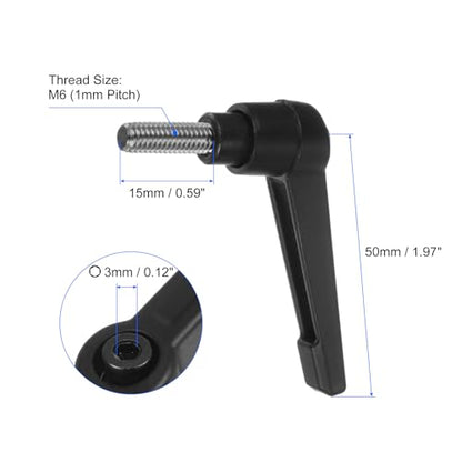 uxcell 4pcs Clamping Lever Handles, M6 x 15mm 304 Stainless Steel Threaded Male Stud, Adjustable Handles Locking Quick Release Ratchet Push Button Bolt Knobs, Black - size: M6 x 15mm