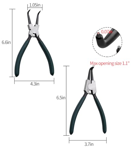 2pcs 7in Snap Ring Pliers, 5/64in Tips - color: 2pcs 90° Regular Tip Snap Ring Pliers