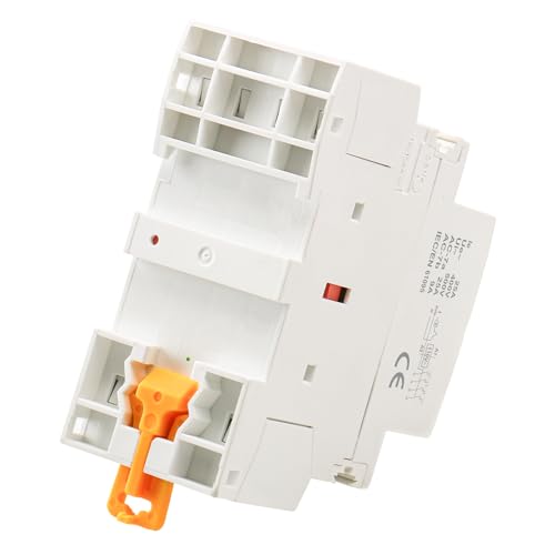 BAOMAIN 24V 4-Pole 25A Manual/Auto AC Contactor, 4NO, DIN Rail Mount