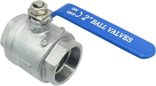 316 Stainless Steel 1/8"~3" Full Port Ball Valve with Blue Vinyl Handle, NPT Female x Female Thread,1000 WOG (2PCS 2") - size: 2 Inch (2 PC)
