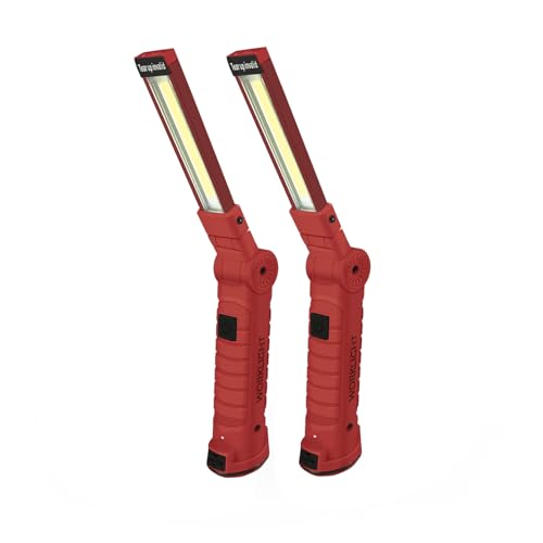 Working Light Portable, Rechargeable Work Lights with Magnetic Base Hanging Hook,360° Rotate 5 Modes,COB LED 800 Lumens Foldable Inspection Light for Car Repair, Grill and Outdoor Use(2pack) - color: Red*2