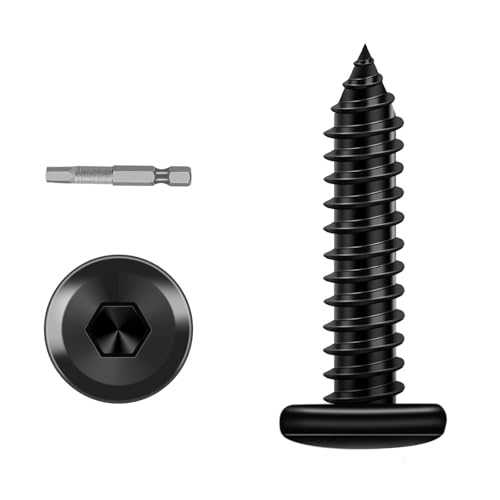 100-Piece M3 x 8mm Black Self-Tapping Screws - 304 Stainless Steel Flat Head Hex Socket Cap Screws with Drive Bit, for Wood and Thin Metal - color: Black, size: M3 x 8mm