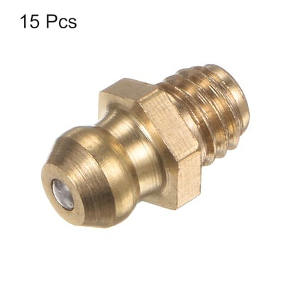 HARFINGTON 15pcs Brass Straight Grease Fitting M6x1mm Metric Thread Hydraulic Grease Nipple Accessories for Car - size: M6x1