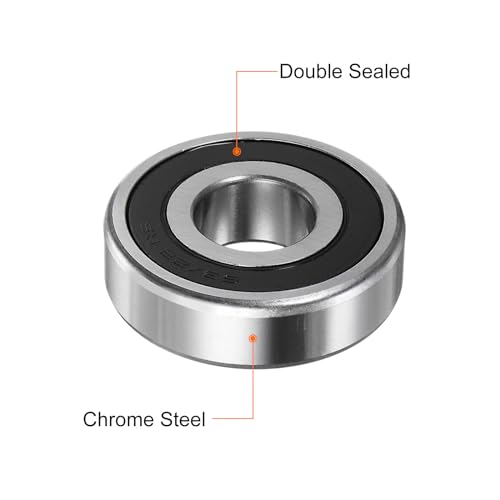 uxcell 63/22-2RS Deep Groove Ball Bearing, 2pcs 22mm x 56mm x 16mm Hign Carbon Chrome Steel Z1 Double Rubber Sealed Bearing - size: 22mm x 56mm x 16mm