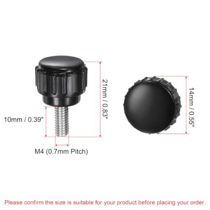 uxcell 12pcs Knurled Clamping Knobs M4 x 10mm Metric 304 Stainless Steel Male Thread Thumb Screw on Type 14mm Plastic Round Head Threaded Hand Bolt Stud Knobs Black - size: M4 x 10mm x 14mm