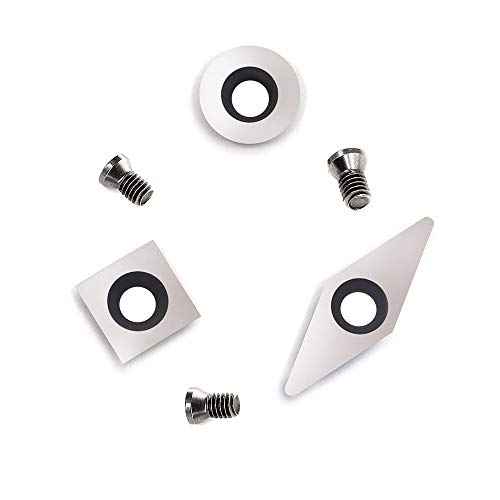 3pcs Carbide Mini Turning Tool Replacement Cutter Set for Mini Wood Lathe Turning Tools(Include 11mm Square,12mm Round,28x10mm Diamond With sharp point Carbide Cutters),Supplied with Screws