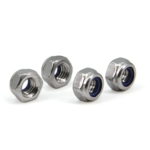 M6 x 1mm Pitch 304 Stainless Steel Self-Locking Hex Lock Nuts, Nylon Insert LockNuts Silver Metric Self Clinching Hex Lock Nuts for Hardware Parts, 200pcs/pack (M6-200pcs) - size: M6-200pcs