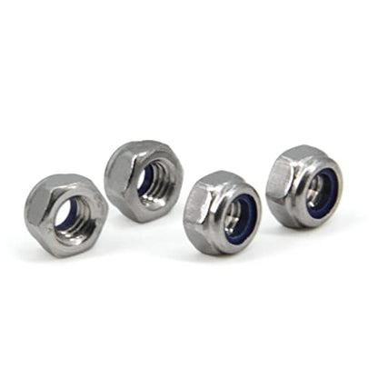 M6 x 1mm Pitch 304 Stainless Steel Self-Locking Hex Lock Nuts, Nylon Insert LockNuts Silver Metric Self Clinching Hex Lock Nuts for Hardware Parts, 200pcs/pack (M6-200pcs) - size: M6-200pcs