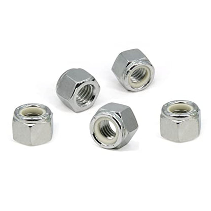 1/2"-13 Nylon Insert Hex Lock Nuts,Carbon Steel White Zinc Plated, Hex Lock Nut Silver Self-Locking Nylock Locknuts, 20pcs/Pack (1/2"-13-20pcs) - size: 1/2"-13-20pcs
