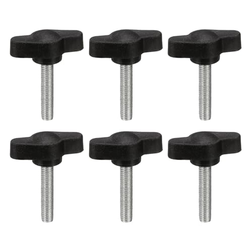 PATIKIL M5 x 25mm Tee Wing Thumb Screws, 6Pcs Carbon Steel Mechanical Handle Bolt Thumb Screws for Remove Replace Hand Clamping Tightening Knobs Power Supply, Black - size: M5 x 25mm