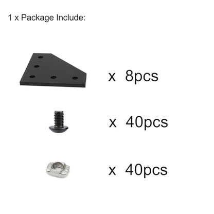 8 Sets 2020 Aluminum Extrusion Profile Hardware V T Slot L Brackets - style: 8Pcs L Type Bracket with Bolt Nut