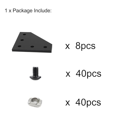 8 Sets 2020 Aluminum Extrusion Profile Hardware V T Slot L Brackets - style: 8Pcs L Type Bracket with Bolt Nut