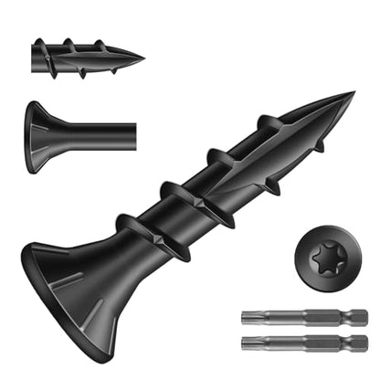 #8 x 3/4" Deck Screws (553Pcs) 2lb. Carbon Steel, Black, Flat Head, Rust Resistant epoxy Coated, with T25 Star Bit - color: Black, size: #8 x 3/4"