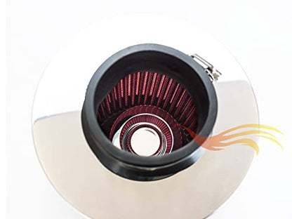 Rtunes Racing 3.25-Inch 83mm Washable Dry Clamp-On Cone Air Filter, Red - size: Standard 3.25"