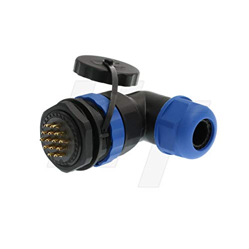 HangTon HE29 14 Pin Waterproof Connector Threaded Outdoor Industrial Electrical Power Circular Male Female Right Angle Wire Cable Plug + Panel Socket - size: 14 pin