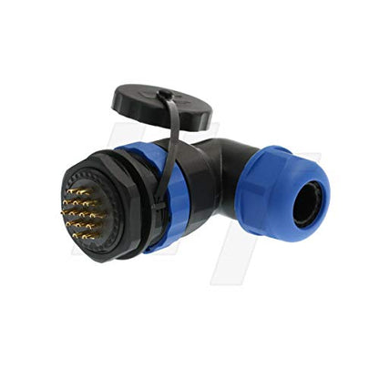 HangTon HE29 14 Pin Waterproof Connector Threaded Outdoor Industrial Electrical Power Circular Male Female Right Angle Wire Cable Plug + Panel Socket - size: 14 pin