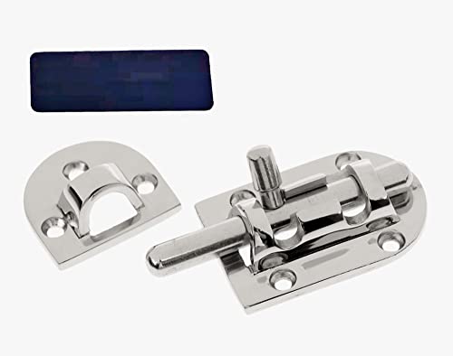 1/2Pack Stainless Steel 316 Door Window Lock Latch ，Marine Barrel Bolt Clasp Sliding Hasp Locks Push Pull Toggle Buckle W/Rubber gaskets (2Pack, Length: 90mm 3.54inch) - color: Silver, size: Length: 60mm/ 2.36inch