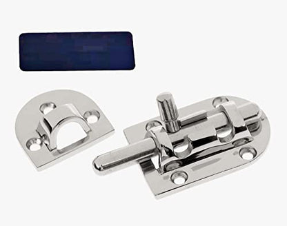 1/2Pack Stainless Steel 316 Door Window Lock Latch ，Marine Barrel Bolt Clasp Sliding Hasp Locks Push Pull Toggle Buckle W/Rubber gaskets (2Pack, Length: 90mm 3.54inch) - color: Silver, size: Length: 60mm/ 2.36inch