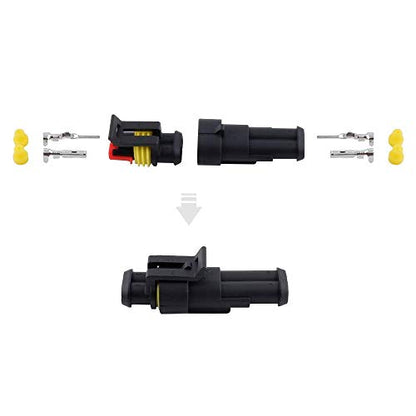 MUYI 10 Kits 2 Pin Way Electrical Connectors for 20-16 AWG Wire Cable 10A - style: 2pin connector(10 sets)