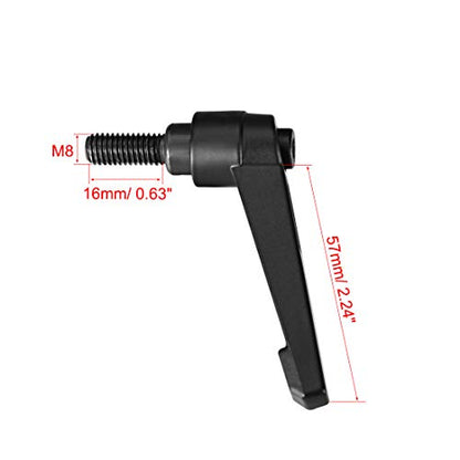 uxcell 5pcs Adjustable Clamping Lever Handle M8 x 16mm Metric Black Oxide Carbon Steel Male Threaded Stud Hand Knobs Ratchet Rotating Screw Handles Bolts with Locking Lever Black - size: M8 x 16mm