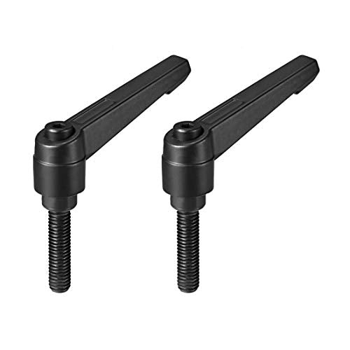 uxcell 2pcs Adjustable Clamping Lever Handle M8 x 32mm Metric Black Oxide Carbon Steel Male Threaded Stud Hand Knobs Rotating Screw Handles Bolts with Locking Lever Black - size: M8 x 32mm