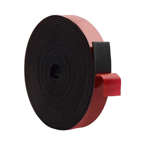 DEVNOL Self-Adhesive Neoprene Rubber Strips 1/16" Thick x 1” Wide x 23' Long, Sealing, Cushioning, Weather Stripping, Gaskets, and DIY Projects, Weatherproof - color: red adhesive backing, size: 1/16" x 1" x 23'