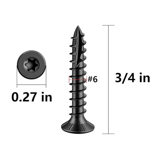 Wensilon #6 * 3/4" Black Deck Screws 927pcs 2 lbs 3.5x19mm - color: Black, size: #6*3/4"