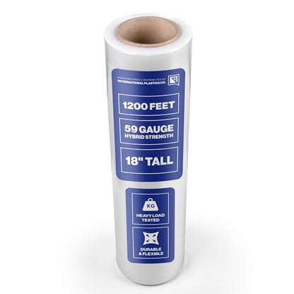 International Plastics Co. 18" Plastic Stretch Film Wrap 1200 feet 500% Stretch Ability - size: 1 Pack, style: 18" - 17" Styles