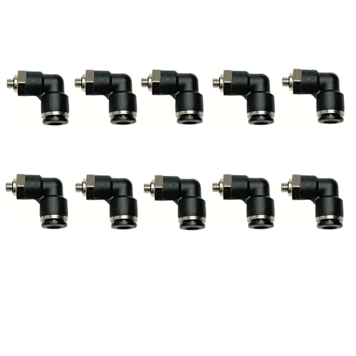 Pneumatic Elbow Push to Connect Fitting 6MM Tube OD x M5 Thread,90 Degree Elbow Pneumatic Tube Connector PL6-M5(Pack of 10) - color: Black, size: 6MM OD x M5