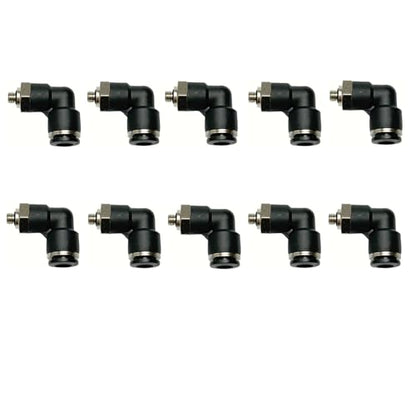Pneumatic Elbow Push to Connect Fitting 6MM Tube OD x M5 Thread,90 Degree Elbow Pneumatic Tube Connector PL6-M5(Pack of 10) - color: Black, size: 6MM OD x M5