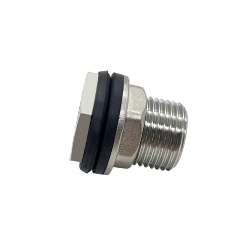 Beduan Stainless Garden Hose Bulkhead Fitting, 1 NPS Male to 3/4 GHT Female Bulkhead Water Tank Connector Thru-bulk Fitting for Rain Barrels, Aquariums, Sinks, Irrigation(Pack of 2) - size: 3/4 GHT to 1 NPS