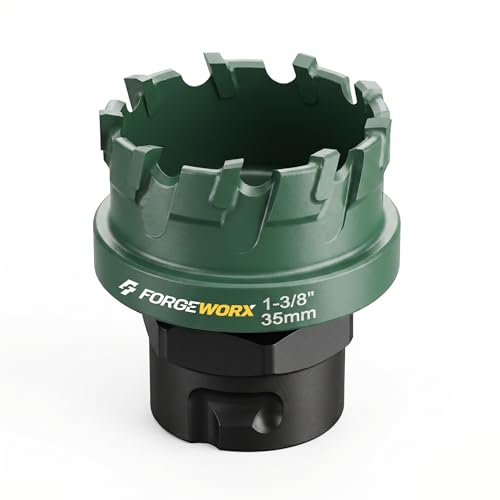 1-3/8 Inch Carbide Hole Saw - Quick Change, Tungsten Carbide Cutting Teeth, Heavy Duty Hole Saw for Electricians and Professionals (1-3/8“ Hole Saw) - size: 1-3/8"