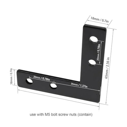 10 Set 2020 Aluminum Extrusion Profile Hardware V T Slot L Brackets - style: 10 sets L with M5