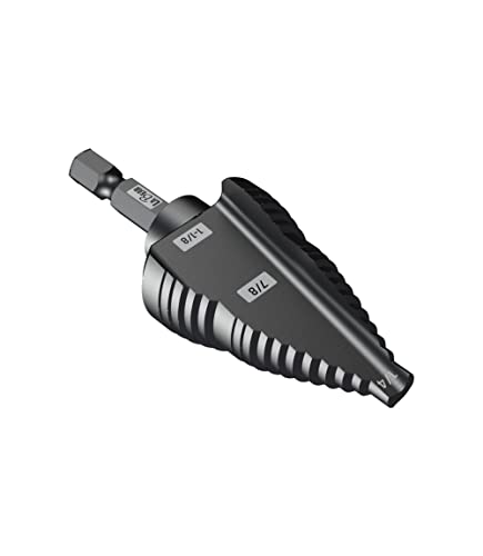 LABEAR - 1/4 to 1-1/8 Inch HSS Step Drill Bit for Metal, Plastic, Wood, Aluminum, Heavy Duty Unibit with Multi Hole Sizes, 1/4 inch Shank, M2 High Speed Steel. - style: 1/4"Dr. 1/4"~1-1/8"
