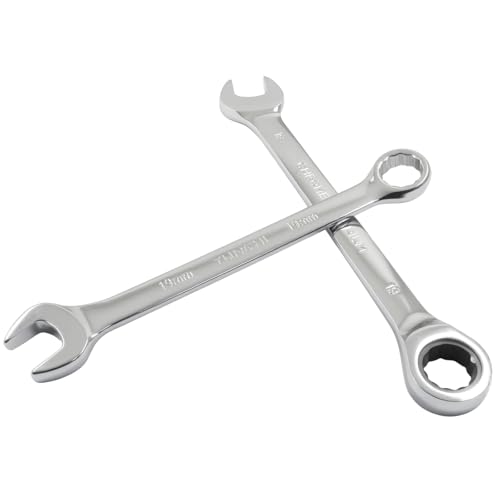 19mm Ratcheting Wrench 2 Pcs 72-Tooth 12-Point Chrome Plated - size: 19mm