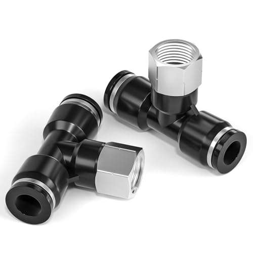 TAILONZ 3/8" OD x 1/4" FNPT Push to Connect Branch Tee Fitting 10Pcs - size: 3/8"OD x 1/4"FNPT