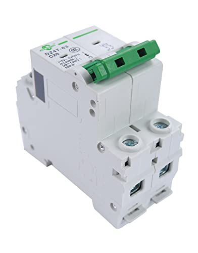 AC Miniature Circuit Breaker, 2 Pole 16 Amp, 120/240VAC, 6kA Din Rail Mount Breaker with Thermal Magnetic Trip, DZ47-63 C16 2P, AC Solar MCB - color: 2 Pole, size: 16 A