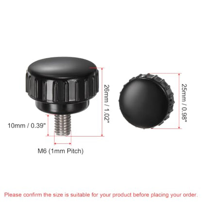 uxcell 4pcs Knurled Clamping Knobs M6 x 10mm Metric 304 Stainless Steel Male Thread Thumb Screw on Type 25mm Plastic Round Head Threaded Hand Bolt Stud Knobs Black - size: M6 x 10mm x 25mm