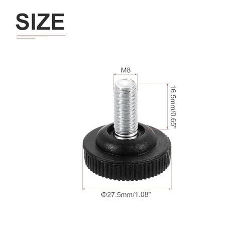 DTGN M8x16.5x27.5mm Screw on Furniture Glide Leveling Feet 8Pack Black