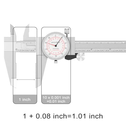 HDLNKAK Dial Caliper 0-6"/150mm Dual Reading Scale Inch/Metric - color: Red