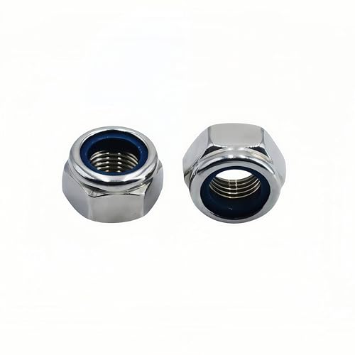 10Pcs M12 x 1.25mm Nylon Insert Hex Lock Nuts, 304 Stainless Steel Locknuts,Silver Tone - color: Silver, size: M12x1.25