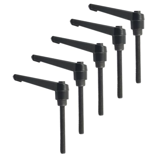 5pcs M6 x 50mm Clamping Lever Handles, 305 Stainless Steel Adjustable Locking Quick Release with Push Button Ratchet Mechanism, Black - size: M6 x 50mm