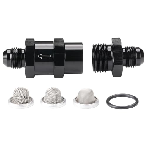 6AN Inline Fuel & Oil Feed Filter Set with 30 80 150 Micron Elements Aluminum Black - size: 6AN