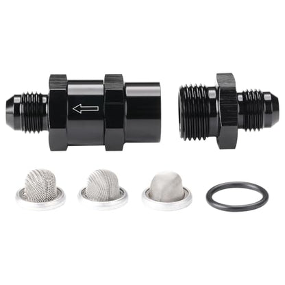6AN Inline Fuel & Oil Feed Filter Set with 30 80 150 Micron Elements Aluminum Black - size: 6AN