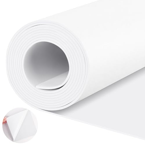 ToLanbbt Self Adhesive EVA Foam Roll - 1/16” Thick, 12” x 59” White Closed Cell EVA Foam Sheets, Weatherproof Soundproof Padding for Automotive, Cabinet, Furniture, Crafts, DIY - color: White, size: 12 in x 59 in x 1/16 in