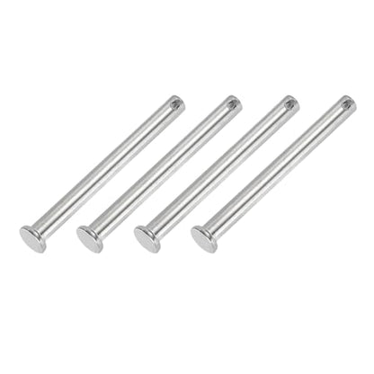 PATIKIL 8 x 80 mm Single Hole Clevis Pins, 4 Pcs 304 Stainless Steel Flat Head Pin for Hitch Pin Lock Link Hinge Systems, Silver - size: 8 x 80 x 74.3 mm