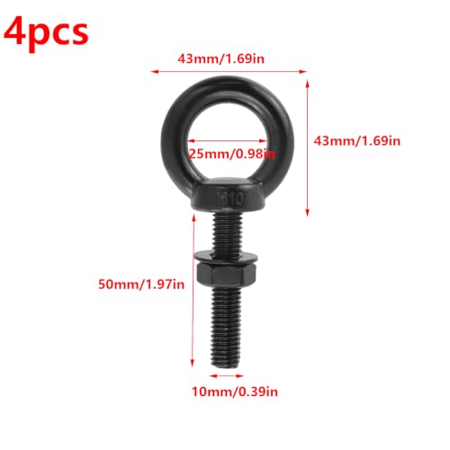 Antrader Eye Bolt,M10 x 50mm(3/8"x2") Machinery Shoulder Lifting Eyebolt - size: M10 x 50mm
