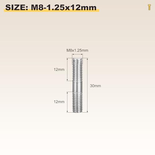 METALLIXITY Double End Threaded Stud Screw(M8x30) SS304 Silver - size: M8 x 30mm