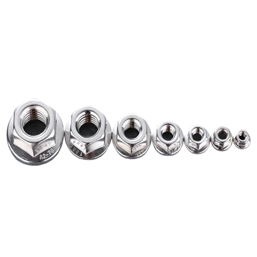 Serrated Flange Nuts, 304 Stainless Steel 18-8, Hex Lock Nuts for Industrial & Home Use (3/8-24,Silver,10) - size: 3/8-24
